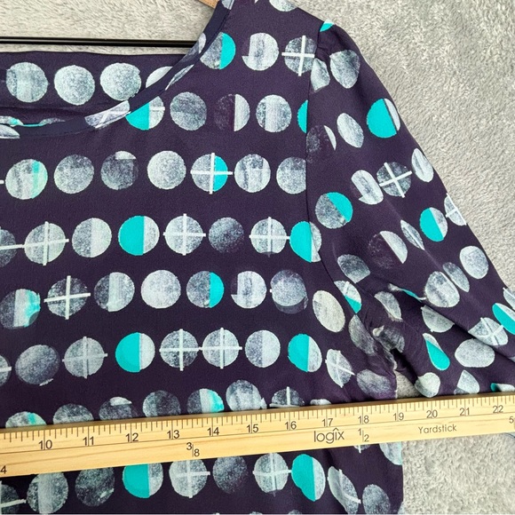 Anthropologie HD In Paris Top Women Medium Moon Phase Peasant 100% Silk - Picture 9 of 14